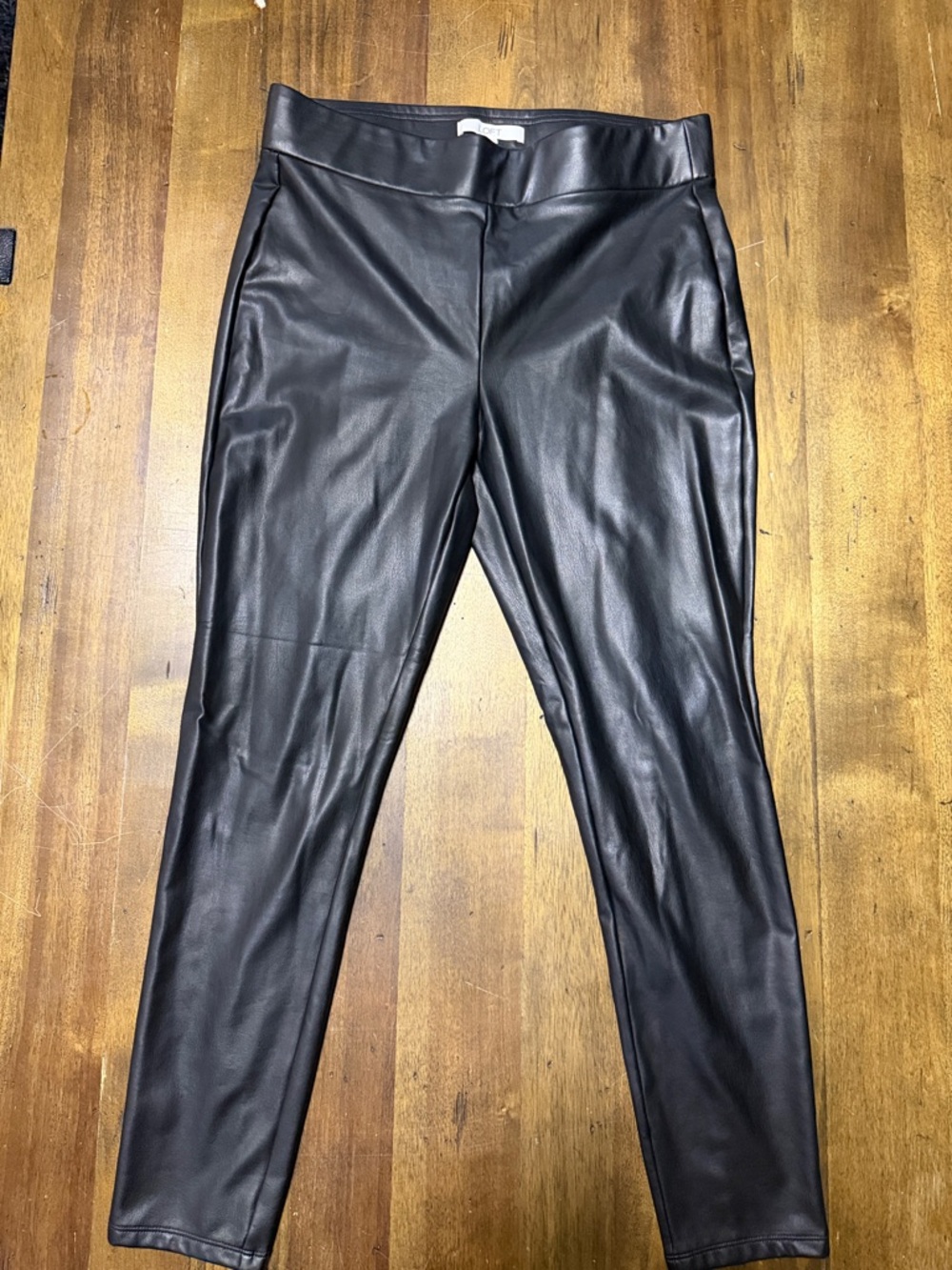 LOFT Black Faux Leather Skinny Pants